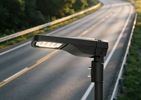 Aluminum Led Street Light Offering Outdoor Illumination With 130lm Per Watt And Robust IP66 IK09 Rated Aluminum Housing
